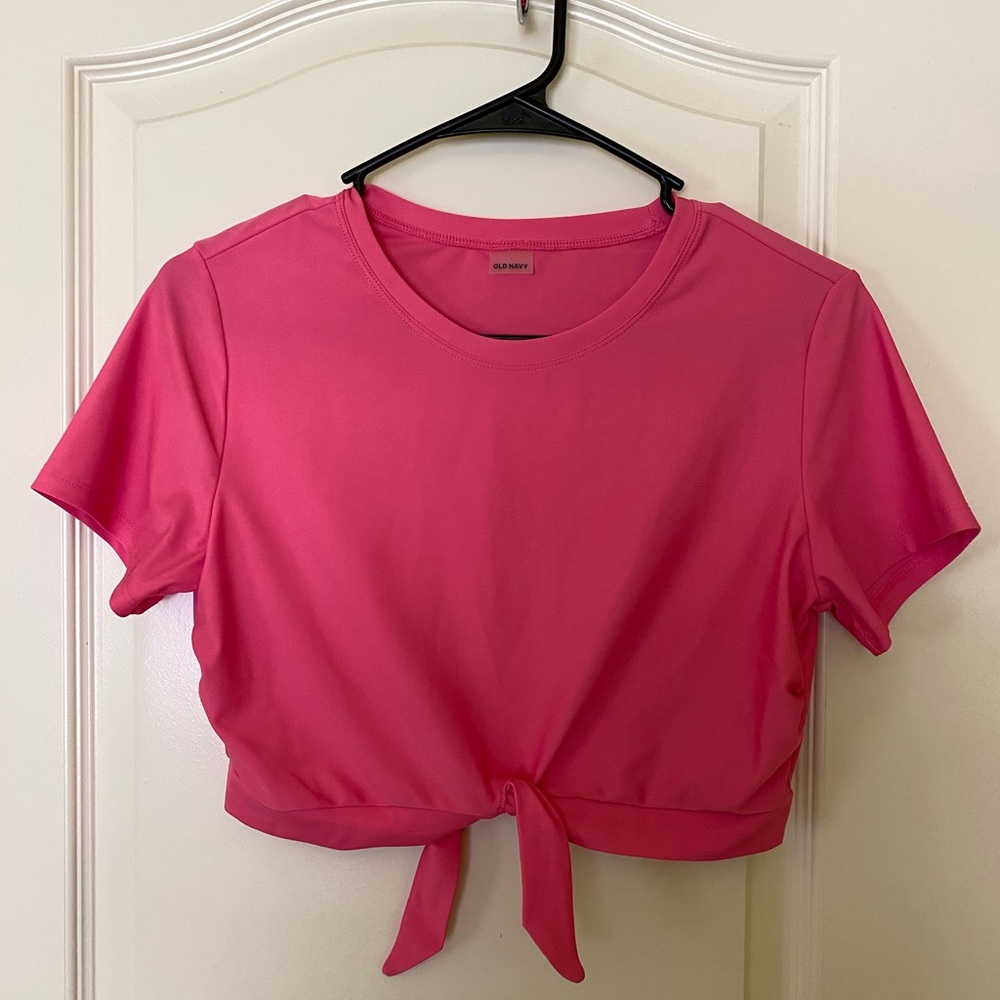 Bright Pink Tie-Front Crop Top
